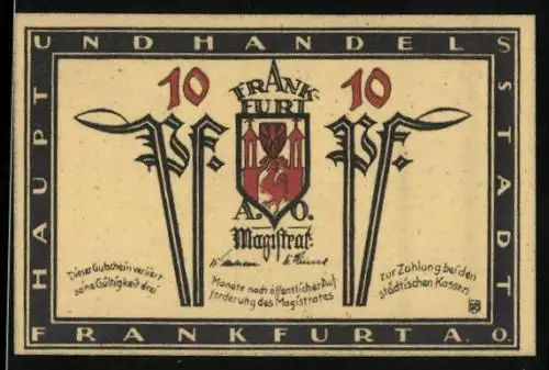 Notgeld Frankfurt a. O., 10 Pfennig, Stadthaus mit Marienkirche