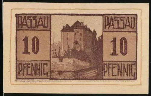 Notgeld Passau, 10 Pfennig, Ortspartie