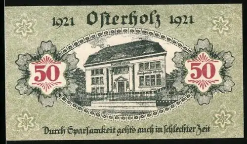 Notgeld Osterholz 1921, 50 Pfennig, Amtssparkasse im Kreishaus