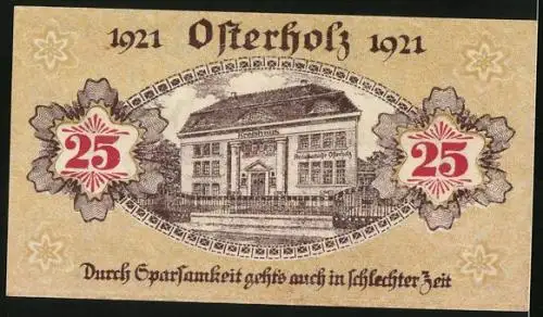 Notgeld Osterholz 1921, 25 Pfennig, Amtssparkasse im Kreishaus