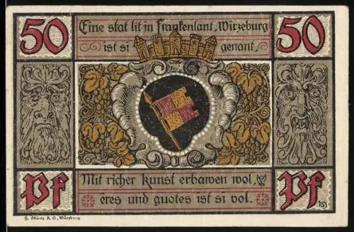 Notgeld Würzburg, 50 Pfennig, Meister Dill