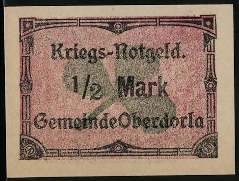Notgeld Oberdorla, 1 /2 Mark, Kleeblatt