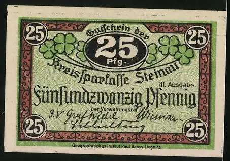 Notgeld Steinau, 25 Pfennig, Kreis-Sparkasse