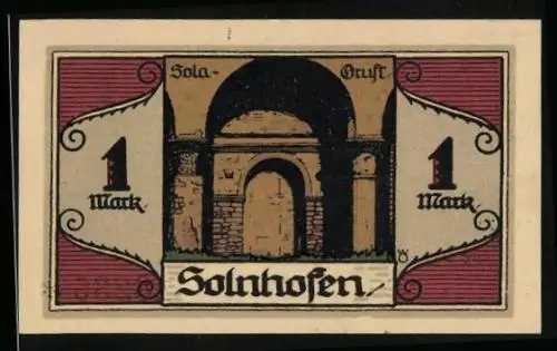 Notgeld Solnhofen 1921, 1 Mark, Sola-Gruft und Aloys Senefelder