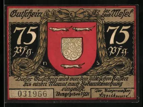 Notgeld Wesel 1921, 75 Pfennig, Die Erschiessung