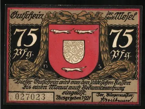 Notgeld Wesel 1921, 75 Pfennig, Der letzte Gang