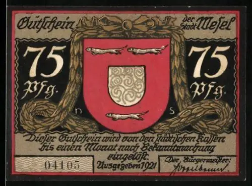 Notgeld Wesel 1921, 75 Pfennig, Die Erschiessung