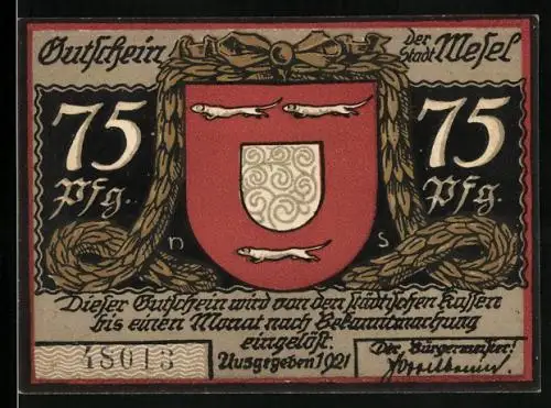 Notgeld Wesel 1921, 75 Pfennig, Das Todesurteil