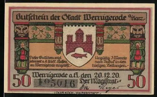 Notgeld Wernigerode 1920, 50 Pfennig, Der Rathausplatz