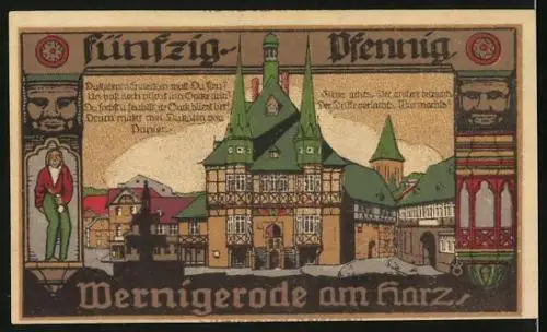 Notgeld Wernigerode 1920, 50 Pfennig, Der Rathausplatz