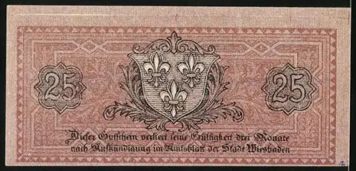 Notgeld Wiesbaden 1919, 25 Pfennig, Wappen mit heraldischen Lilien