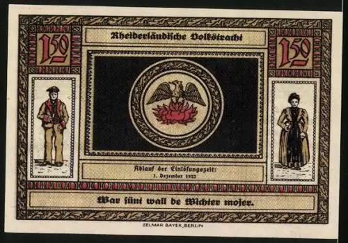 Notgeld Weener /Ems 1922, 1,50 Mark, Altes Steinhaus zu Bunderhee