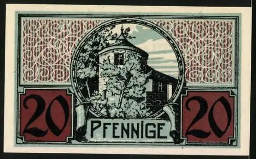 Notgeld Moosburg, 20 Pfennig, Steinerner Turm