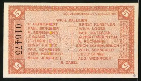 Notgeld Neuhaldensleben 1919, 5 Pfennig, Reiterstatue