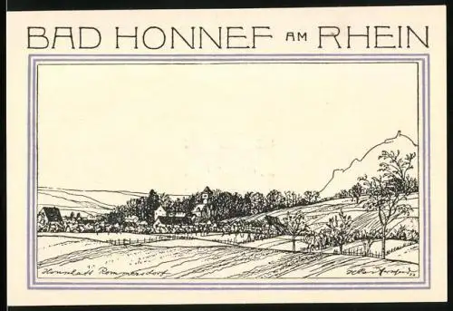 Notgeld Bad Honnef 1921, 50 Pfennig, Ortsansicht mit Kirche