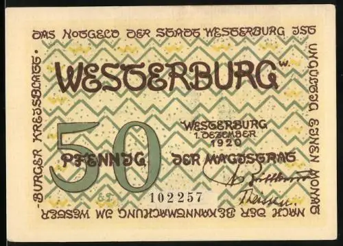 Notgeld Westerburg 1920, 50 Pfennig, Blick aufs Schloss