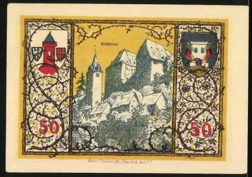 Notgeld Westerburg 1920, 50 Pfennig, Blick aufs Schloss