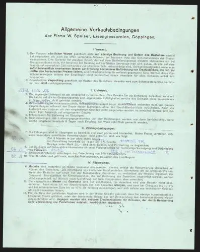 Rechnung Göppingen 1911, W. Speiser, Fabrik landwirtschaftlicher Maschinen, Gesamtansicht der Fabrik aus der Vogelschau