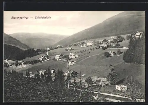 AK Spindelmühle im Riesengebirge, Ortsansicht im Bergidyll