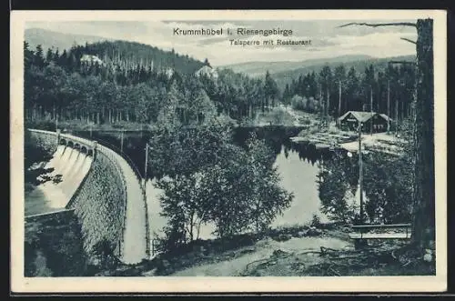 AK Krummhübel i. Riesengebirge, Die Talsperre mit Restaurant