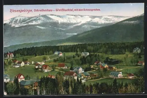 AK Schreiberhau-Weissbachtal, Panorama mit Schneegruben