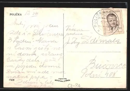 AK Policka, Flusspartie mit Ruderbooten