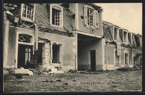 AK Brimont bei Reims, Die Einfahrt am zerstörten Schloss