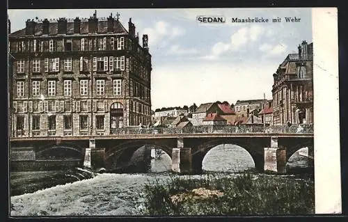 AK Sedan, Maasbrücke mit Wehr