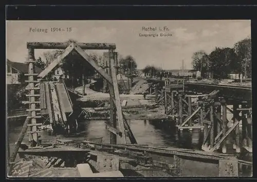 AK Rethel, Motiv der gesprengten Eisenbahnbrücke