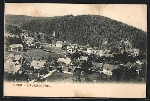 AK Ober-Krummhübel, Ortsansicht aus der Vogelschau