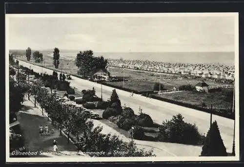 AK Swinemünde, Ostseebad, Promenade und Strand