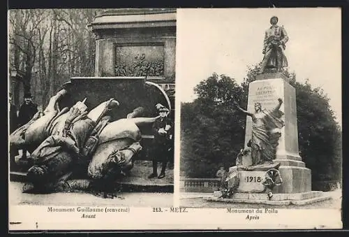 AK Metz, Monument Guillaume renversé, Monument du Poilu