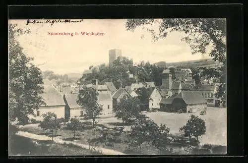 AK Wiesbaden-Sonnenberg, Blick zum Ort