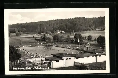 AK Bad Berka /Th., Schwimmbad aus der Vogelschau