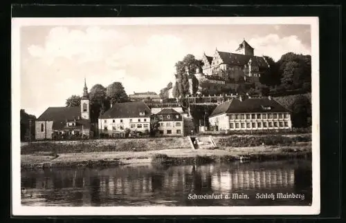 AK Schweinfurt a. Main, Blick auf das Schloss Mainberg und die Kirche aus der Ferne