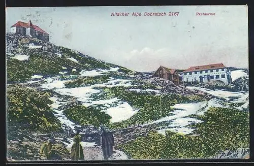 AK Restaurant auf der Villacher Alpe auf dem Dobratsch, Blick den Hang hinauf