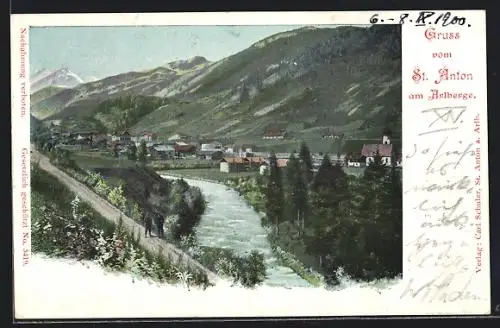 AK St. Anton am Arlberg, Blick auf die Ortschaft