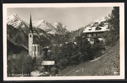 AK Heiligenblut, Panorama mit Kirche und Grossglockner