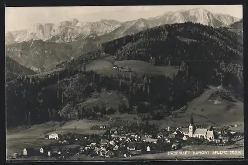 AK Aflenz, Gesamtansicht mit Kirche aus der Vogelschau