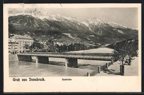 AK Innsbruck, Die Innbrücke gegen die Berge