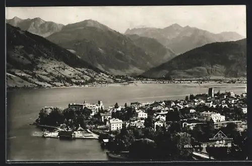 AK Zell am See, Ortsansicht mit den Tauern