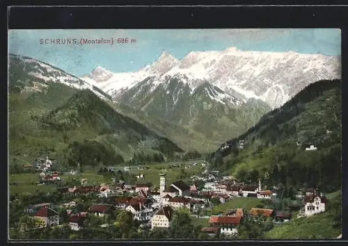 AK Schruns /Montafon, Teilansicht mit Kirche