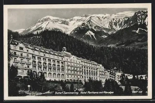 AK Semmering, Hotel Panhans mit Raxalpe