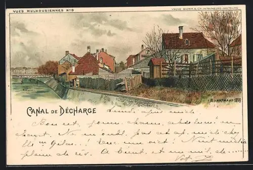 Künstler-AK Mülhausen, Canal de Dècharge