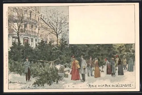Künstler-AK Paris, Place de la Paix en Décembre