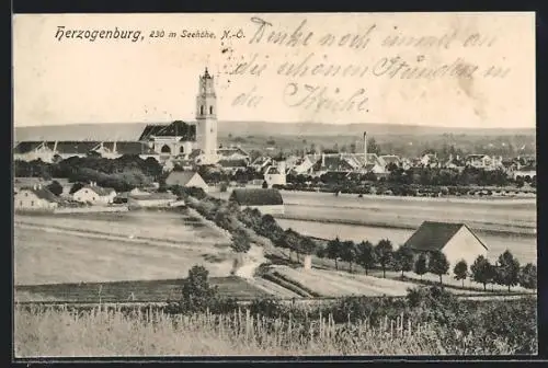 AK Herzogenburg, Ortsansicht mit prominenter Kirche