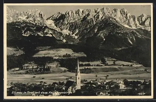 AK Ellmau, Ansicht mit dem Kaisergebirge