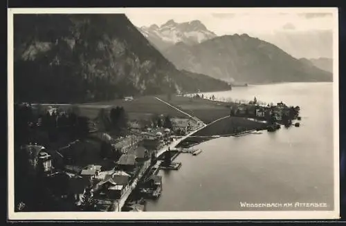 AK Weissenbach a. Attersee, Ortsansicht aus der Vogelschau