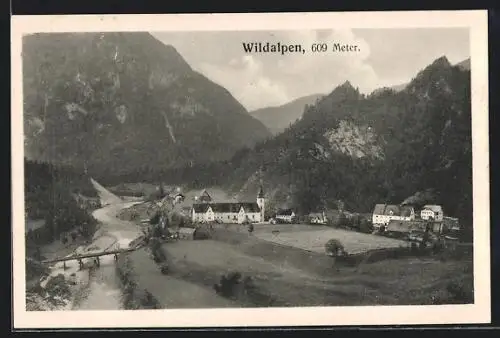 AK Wildalpen, Ortsansicht mit Kirche im Tal