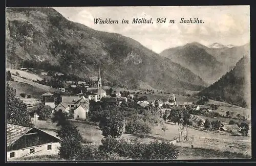 AK Winklern im Mölltal, Ortsansicht gegen die Berge